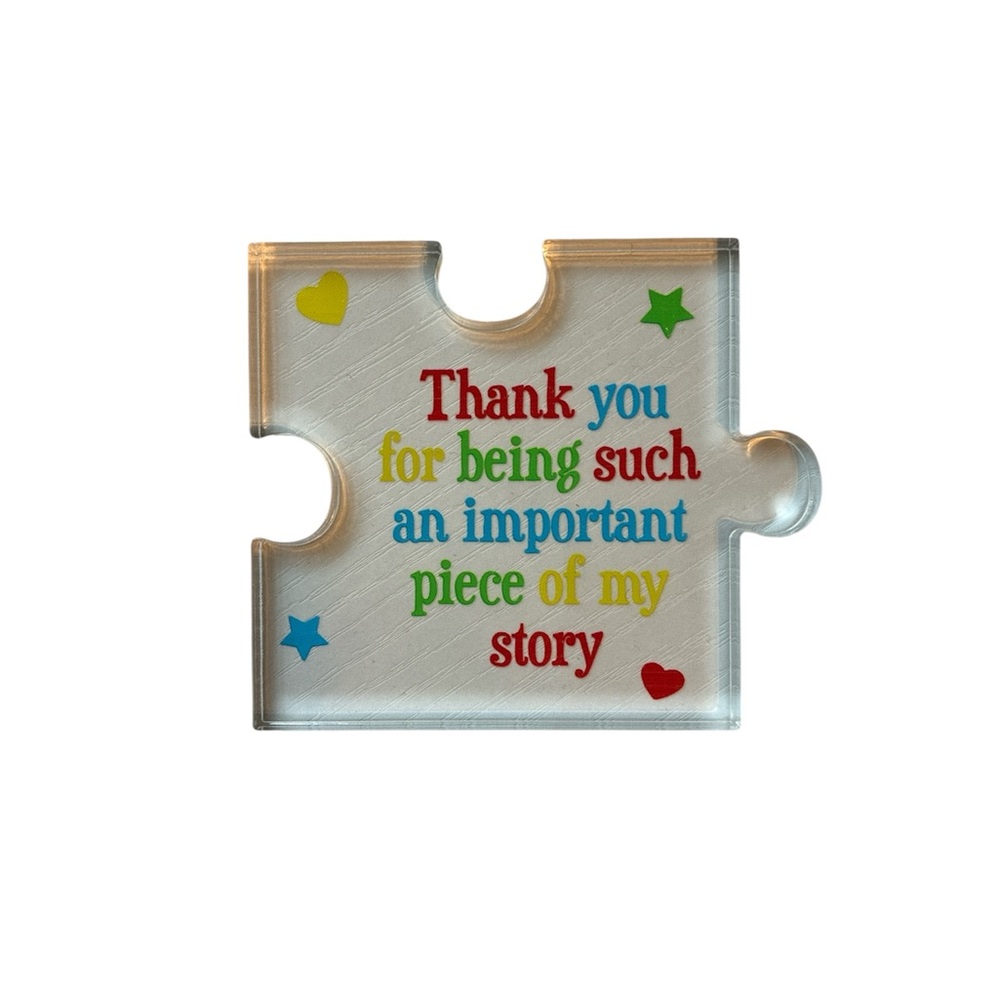 Thank You Puzzle Piece Plastic Plaque 3x3